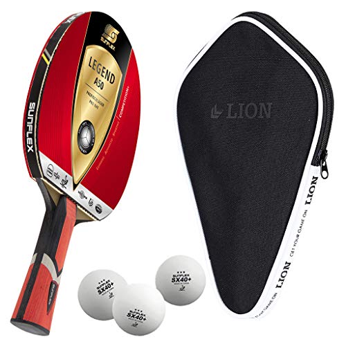 Sunflex Legend A50 Tischtennisschläger + Tischtennishülle + 3*** ITTF SX+ Tischtennisbälle | Tischtennisschlägerset | Tischtennis Profi Set von Sunflex