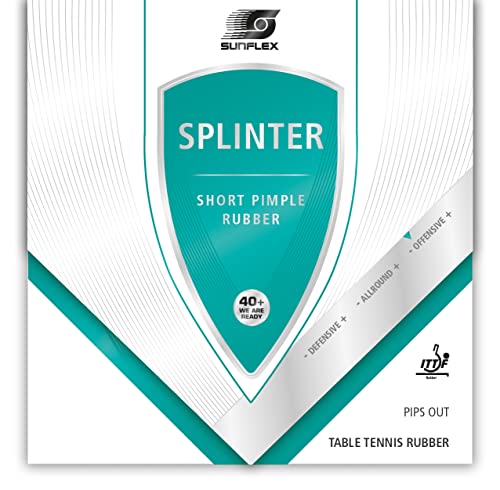 Sunflex SPLINTER Tischtennis-Belag | professionelle Kurz Noppe | ITTF zugelassen | variantenreiches Spiel + hohe Spinwerte | 1,8mm Schwamm | schwarz von Sunflex