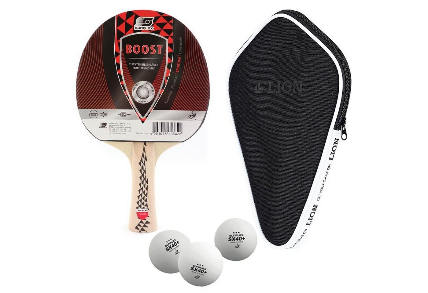 Sunflex Tischtennisschläger 1x Boost + Tischtennishülle + 3x SX+ Bälle, Tischtennis Schläger Set Tischtennisset Table Tennis Bat Racket Sunflex Tischtennisschläger 1x Boost + Tischtennishülle + 3x SX+ Bälle, Tischtennis Schläger Set Tischtennisset Table Tennis Bat Racket von Sunflex