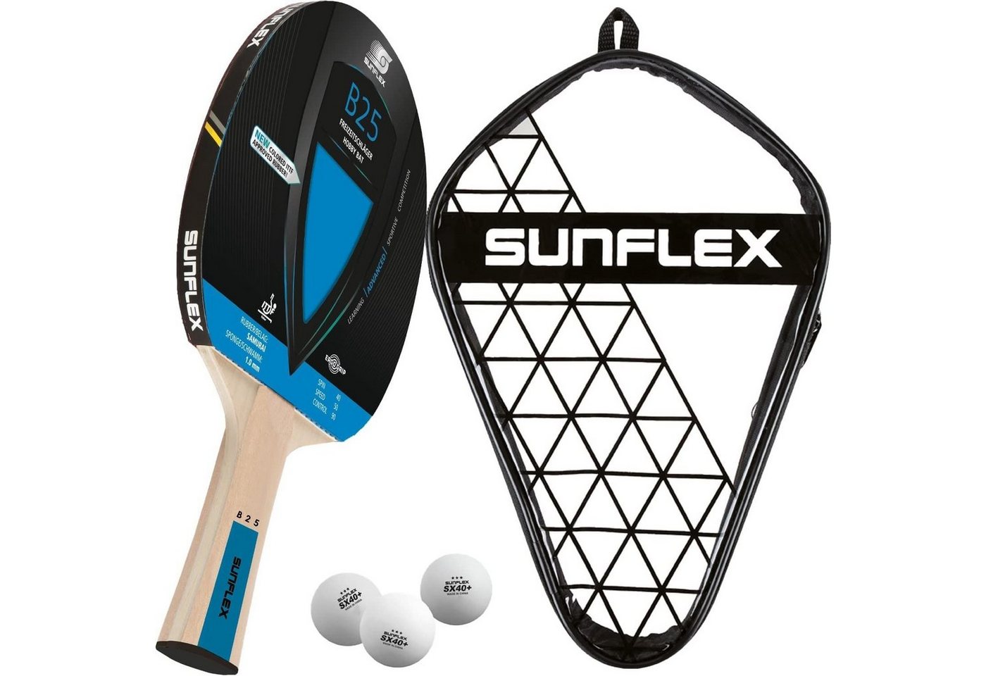 Sunflex Tischtennisschläger B25 Tischtennisschläger + Tischtennishülle Single Case + 3*** ITTF, Tischtennis Schläger Set Tischtennisset Table Tennis Bat Racket Sunflex Tischtennisschläger B25 Tischtennisschläger + Tischtennishülle Single Case + 3*** ITTF, Tischtennis Schläger Set Tischtennisset Table Tennis Bat Racket von Sunflex