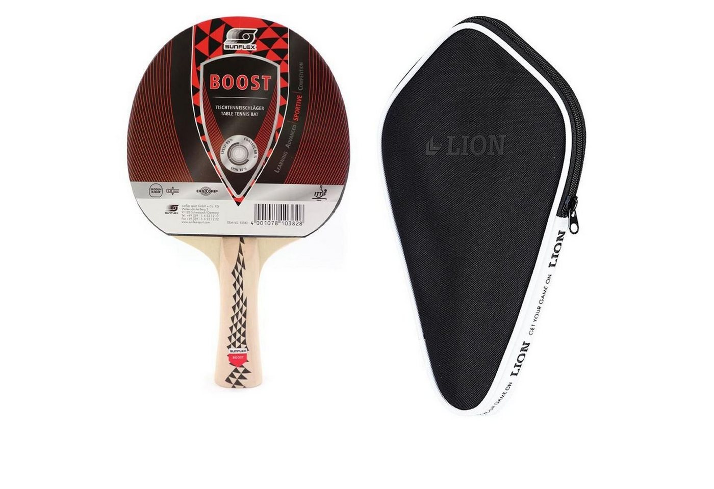 Sunflex Tischtennisschläger Boost + Tischtennishülle, Tischtennis Schläger Set Tischtennisset Table Tennis Bat Racket Sunflex Tischtennisschläger Boost + Tischtennishülle, Tischtennis Schläger Set Tischtennisset Table Tennis Bat Racket von Sunflex