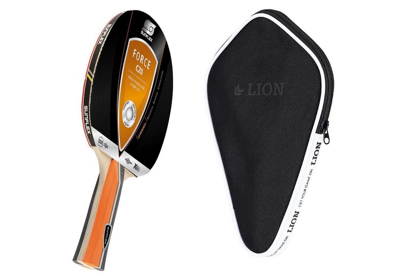 Sunflex Tischtennisschläger Force C20 + Tischtennishülle, Tischtennis Schläger Set Tischtennisset Table Tennis Bat Racket Sunflex Tischtennisschläger Force C20 + Tischtennishülle, Tischtennis Schläger Set Tischtennisset Table Tennis Bat Racket von Sunflex