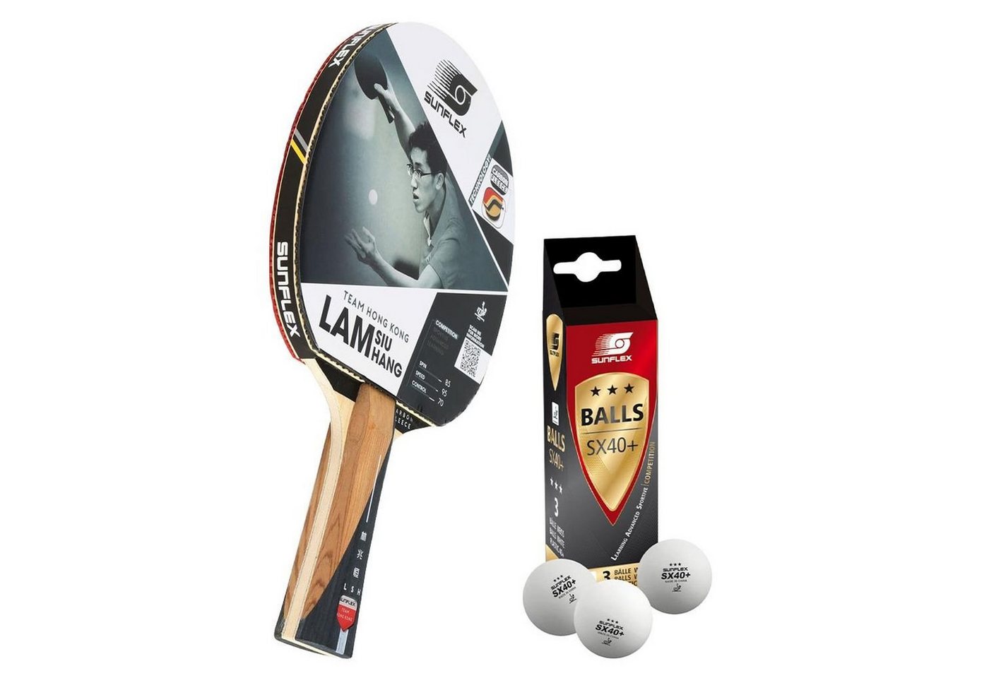 Sunflex Tischtennisschläger LAM SIU HANG + 3x SX+ Bälle, Tischtennis Schläger Set Tischtennisset Table Tennis Bat Racket Sunflex Tischtennisschläger LAM SIU HANG + 3x SX+ Bälle, Tischtennis Schläger Set Tischtennisset Table Tennis Bat Racket von Sunflex