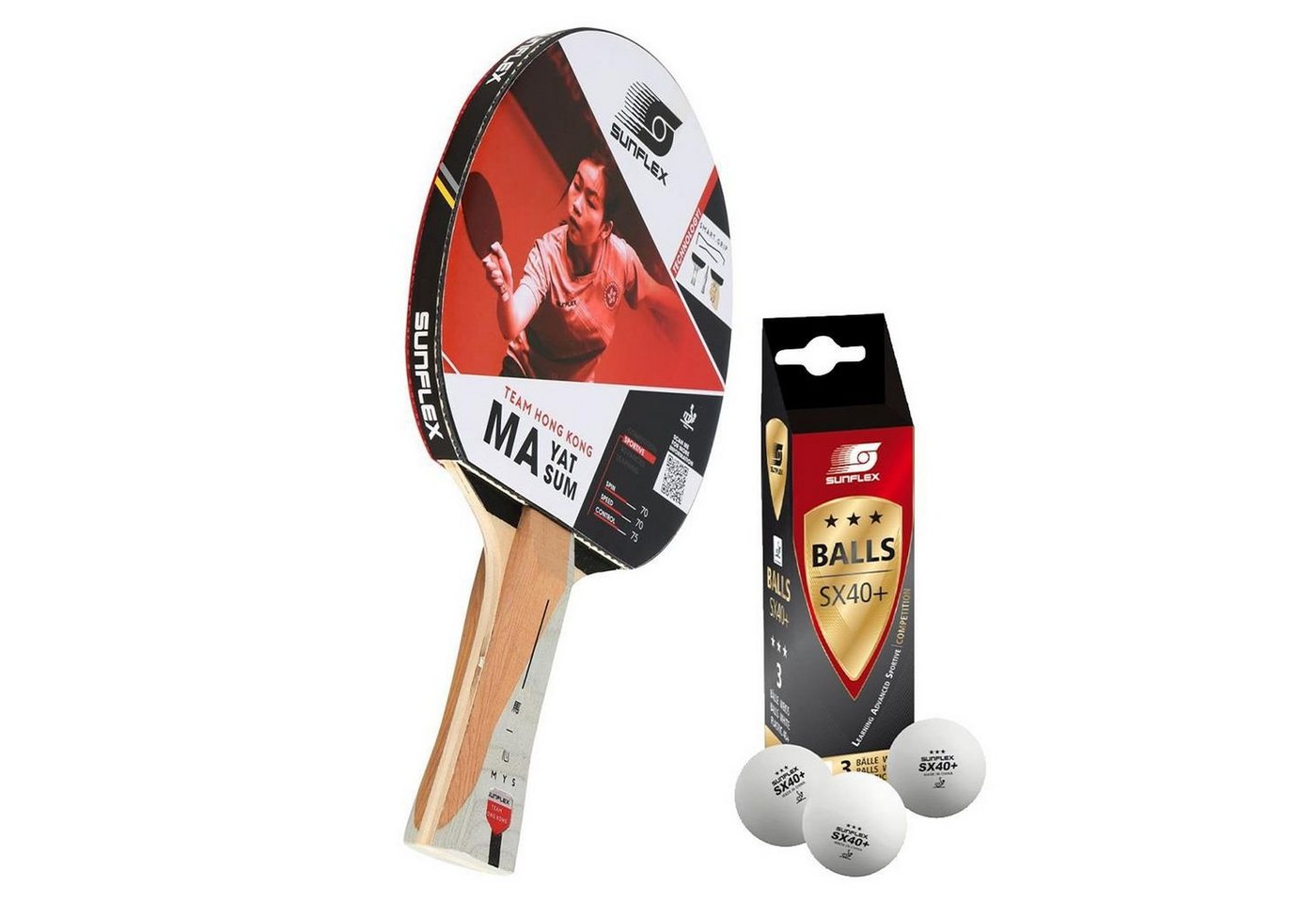 Sunflex Tischtennisschläger MA YAT SUM + 3x SX+ Bälle, Tischtennis Schläger Set Tischtennisset Table Tennis Bat Racket Sunflex Tischtennisschläger MA YAT SUM + 3x SX+ Bälle, Tischtennis Schläger Set Tischtennisset Table Tennis Bat Racket von Sunflex