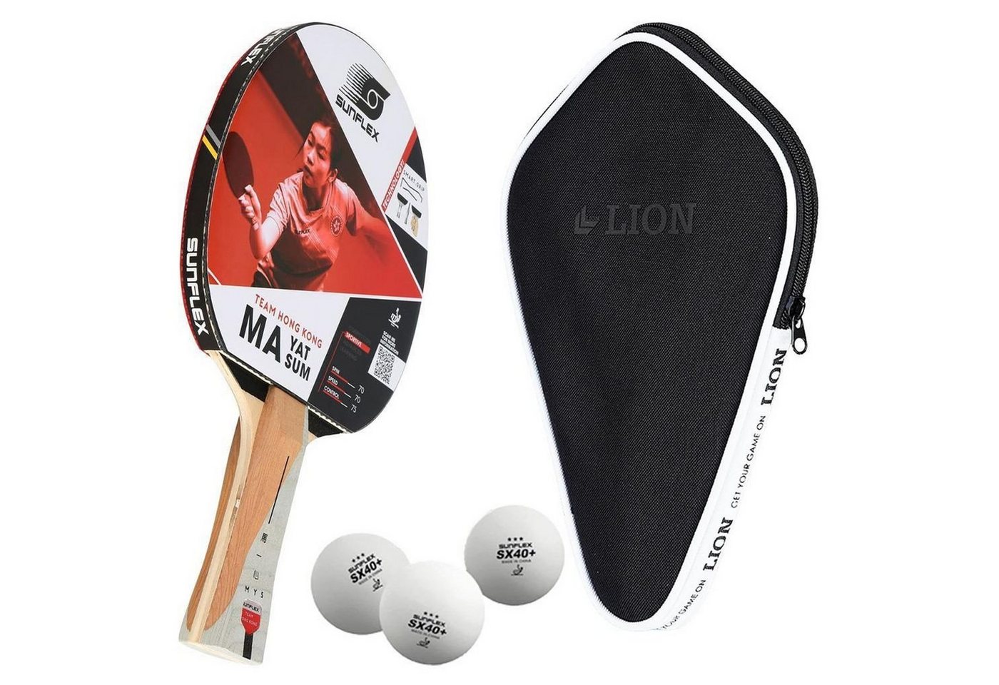 Sunflex Tischtennisschläger MA YAT SUM + Tischtennishülle + 3x SX+ Bälle, Tischtennis Schläger Set Tischtennisset Table Tennis Bat Racket Sunflex Tischtennisschläger MA YAT SUM + Tischtennishülle + 3x SX+ Bälle, Tischtennis Schläger Set Tischtennisset Table Tennis Bat Racket von Sunflex