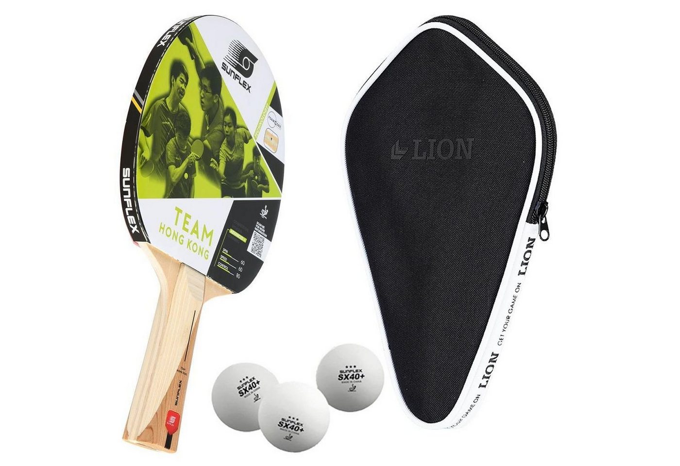 Sunflex Tischtennisschläger TEAM HONG KONG + Hülle + 3x SX+ Bälle, Tischtennis Schläger Set Tischtennisset Table Tennis Bat Racket Sunflex Tischtennisschläger TEAM HONG KONG + Hülle + 3x SX+ Bälle, Tischtennis Schläger Set Tischtennisset Table Tennis Bat Racket von Sunflex