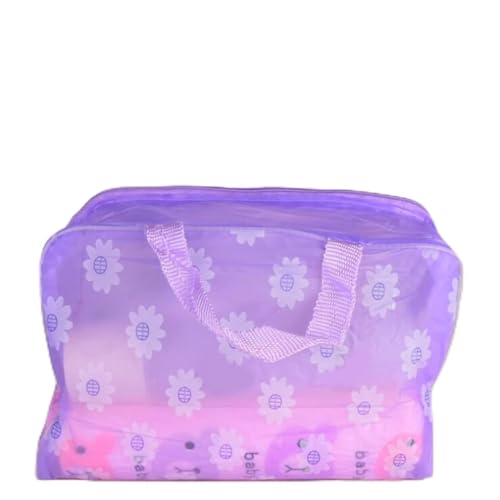 Sunicon Travel Cosmetic Bag,Travel Toiletry Pouch Clear Waterproof Cosmetic Bag PVC Transparent Plastic Makeup Organizing Bags for Bathroom Vacation and Organizing (Purple) von Sunicon