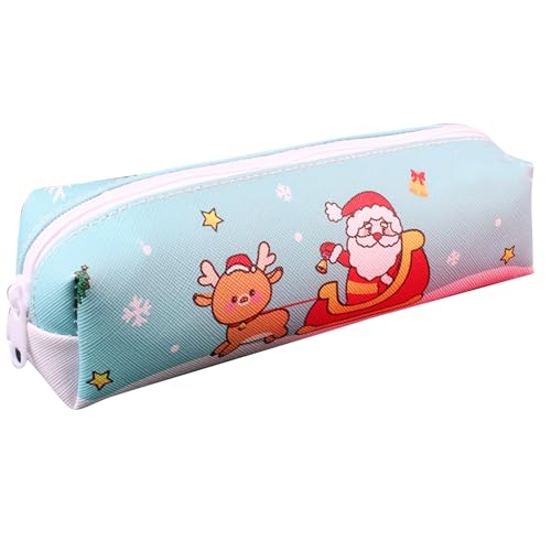 Sunisfa Federmäppchen mit Weihnachtsmannmotiv, Großes Fassungsvermögen, Niedliches Rentiermuster, mit Mehreren Fächern für Zur Verwendung in Schulen, Polyester, 20 X 6 X 6 cm von Sunisfa