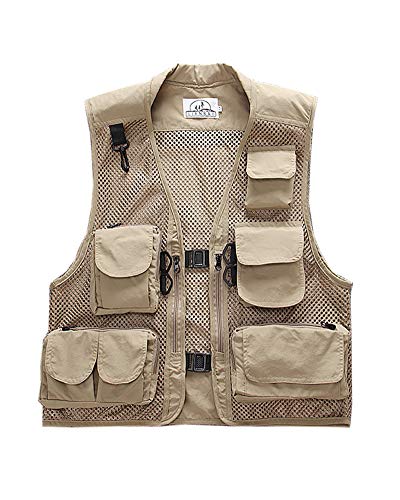 Herren Outdoor Weste mit Vielen Taschen Schnelltrocknend Safari Weste Sommer Atmungsaktiv Angeln Weste von Sunma