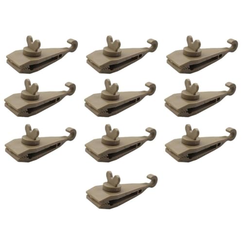 Sunmeit 10 StüCk Markisenklemmen, Planen-Clips, Robust, mit Feststellgriff, Zeltbefestigungen, Clips, Pool-Markise, Bungee-Seil, Auto Festziehen, Khaki von Sunmeit