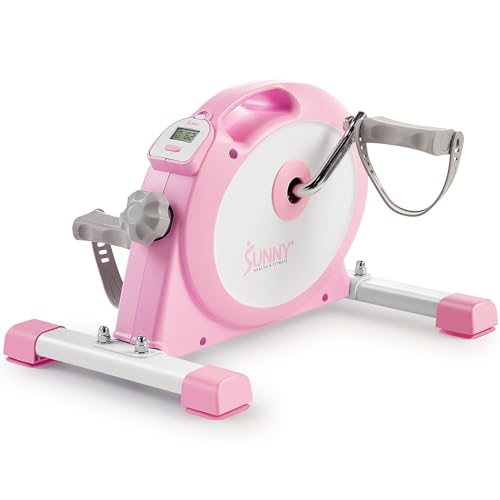 Sunny Health & Fitness P2330 Smart Mini-Pedaltrainer für den Schreibtisch, Doppelfunktion, flaches Design, Pink von Sunny Health & Fitness