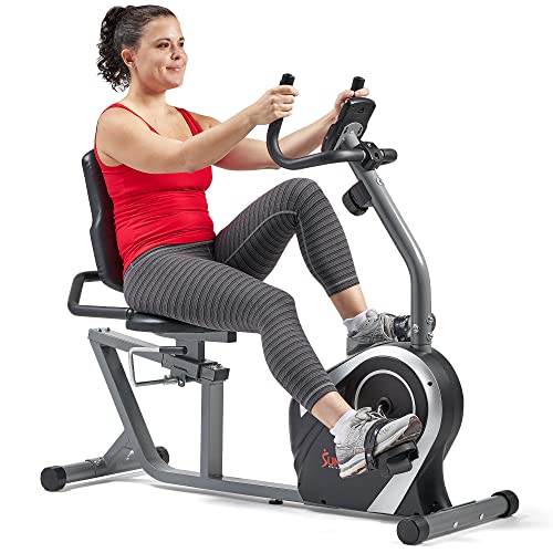 Sunny Health & Fitness SF-RB4616 Heimtrainer mit Lehne mit Magnetwiderstand, 136 kg max. Gewicht, verszellbarer Sitz, Monitor, Pulsfrequenz, Ergometer, Handpulssensoren, geräuschloser Riemenantrieb von Sunny Health & Fitness