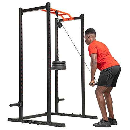 Sunny Health & Fitness Unisex-Adult LAT Pull-Down-Aufsatz für Power Racks und Käfige – SF-XFA006, schwarz, One Size von Sunny Health & Fitness