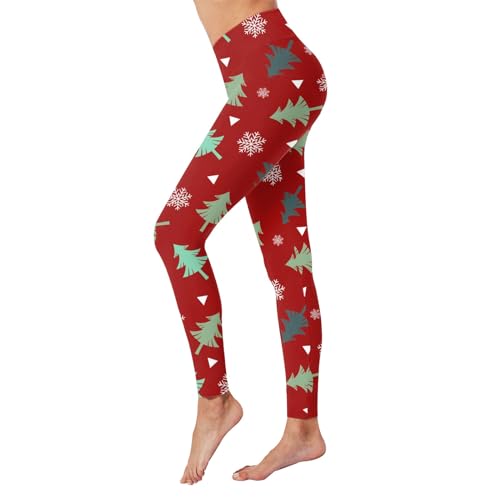 1 Cent Artikel, Weihnachts Leggings Damen Warm High Waist Weihnachtsleggings Weihnachtshose Elegante Festliche Weihnachtsoutfit Winter Weihnachten Sportleggins Stretch Yoga Hosen von Sunnyuk