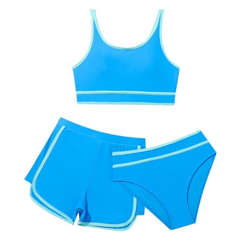 3 Stück Mädchen Bikini Sets Schwimmanzug Kinder Einfarbiges Strand Bademode Bikini Oberteil mit Triangel Bikinihose Und Kurz Shorts Teenager Badeanzüge mit Verstellbare Schultergurte 9-14 Jahre 3 Stück Mädchen Bikini Sets Schwimmanzug Kinder Einfarbiges Strand Bademode Bikini Oberteil mit Triangel Bikinihose Und Kurz Shorts Teenager Badeanzüge mit Verstellbare Schultergurte 9-14 Jahre von Sunnyuk