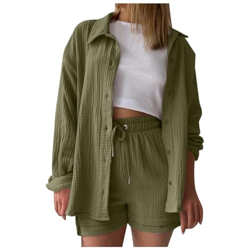 Aesthetic Clothes Baumwolle, Zweiteiler Damen Sommer Outfits Musselin Bluse und Shorts, Aesthetic 2 Teiler Lounge Set Elegant Baumwolle Sportanzug Oversize Hosenanzug Langarm Hausanzug Y2K Clothes Aesthetic Clothes Baumwolle, Zweiteiler Damen Sommer Outfits Musselin Bluse und Shorts, Aesthetic 2 Teiler Lounge Set Elegant Baumwolle Sportanzug Oversize Hosenanzug Langarm Hausanzug Y2K Clothes von Sunnyuk