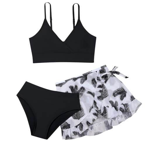 Bikini Mädchen Set 3er Kinder Blumen Meerjungfrau Badeanzug, Badeanzüge für Mädchen, Bademode Top+Rocks +Slips Badebekleidung, Bikinis Teenager Schwimmanzug Bikini Mädchen Set 3er Kinder Blumen Meerjungfrau Badeanzug, Badeanzüge für Mädchen, Bademode Top+Rocks +Slips Badebekleidung, Bikinis Teenager Schwimmanzug von Sunnyuk