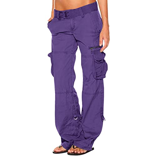 Cargohose Damen Schwarz Arbeitshose Baggy Leichte Jogginghose Frauen Baumwolle Große Größen Fitness Schlanke Sporthose Lang Weites Bein Vintage Mode Teenager Mädchen Sweathose Lange Hosen von Sunnyuk