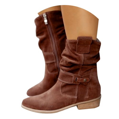 Cowboystiefel Damen Weiter Schaft, Stiefeletten Damen mit Absatz Winter Western Winterstiefel Westernstiefel Elegant Klassisch Kurzstiefel Ankle Boots Halbhohe Leder Halbstiefel Cowboystiefel von Sunnyuk