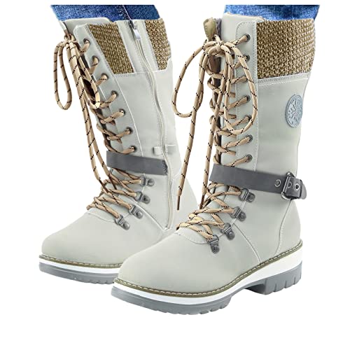 Damen Boots Winter, Winterboots Damen Gefüttert Wasserdicht Winterstiefel Warm Kurze Stiefeletten Schneestiefel Komfort Winter Boots Snowboot Winterschuhe Ankle Boots von Sunnyuk