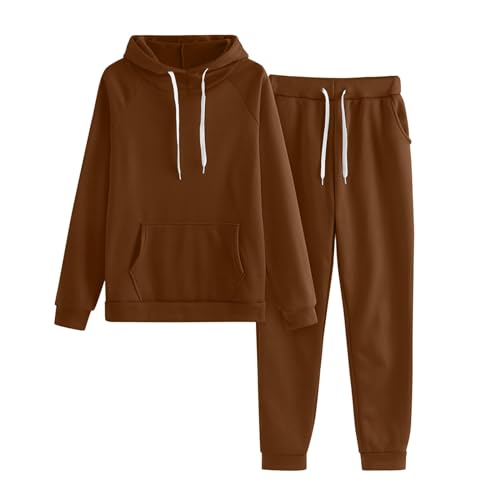 Damen Jogginganzug Grün,Freizeitanzug Damen Modern Jogginganzug Set Elegant Hausanzug Kapuzenpullover 2-Teilig Baggy mit Kapuze Trainingsanzug Sportanzug Warm Hoodie Jogginghose von Sunnyuk