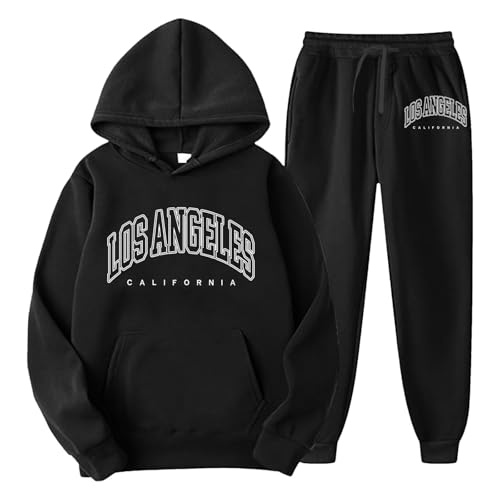 Damen Jogginganzug Grün,Jogginganzug Damen Set Herren Trainingsanzug Winter Baggy Buchstaben Druck Zweiteiler mit Kapuze Oversize Streatwear Hausanzug 2-Teilig Kuschelig Sportanzug Unisex von Sunnyuk