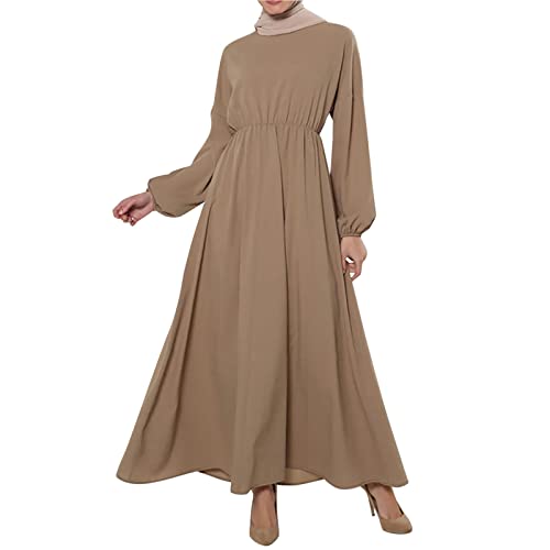 Damen Muslimische Kleider Arabisch Türkische Robe Ramadan Abaya Flowy Casual Kaftan Kleid Einfarbig Beten Niqab Roben Ärmel Abaya Drucken Islam Dubai Türkei Kleid von Sunnyuk