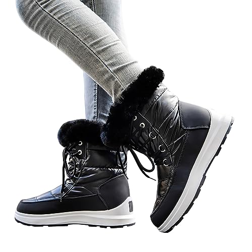 Damen Schuhe Winter, Damen Boots Winter Gefüttert Wasserdicht Snowboot Schneestiefel Warm Kurze Stiefeletten Winterboots Komfort Winter Boots Winterschuhe Winterstiefel Ankle Boots von Sunnyuk