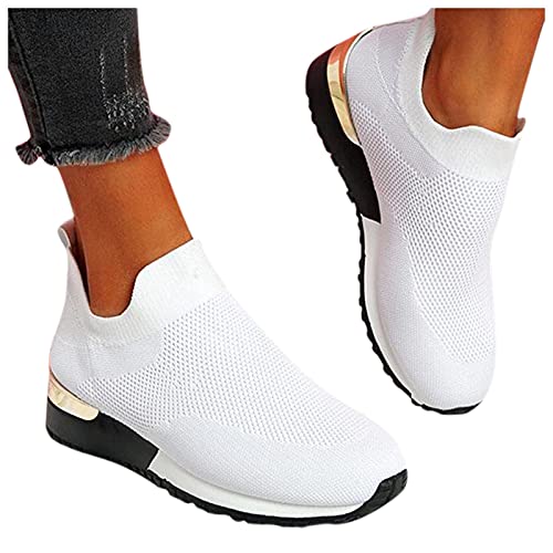 Damen Sneaker Weiss Plateau Laufschuhe Sportschuhe Fitnessstudio Schuhe Sneakers Schwarz Sport Laufen Damenschuhe Joggingschuhe Trekking Walking Trekkingschuhe von Sunnyuk