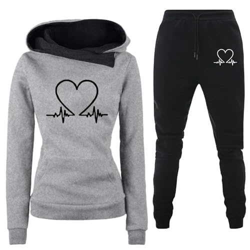 Damen Trainingsanzug Set,Freizeitanzug Damen Winter Sportanzug Baggy Tracksuit Hausanzug mit Kapuze Elegant Trainingsanzug Set Jogginganzug Warm Kapuzenpullover 2-Teilig von Sunnyuk