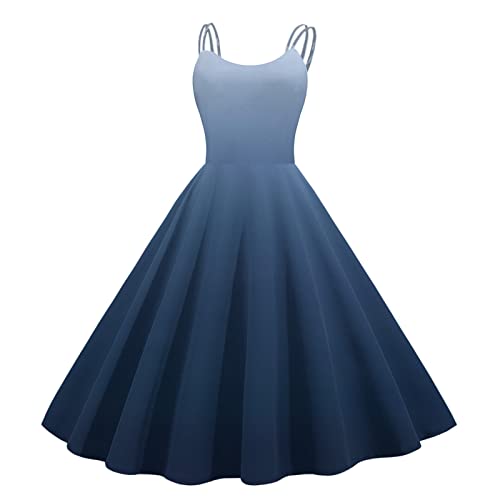 Damen Vintage Cocktailkleider Rockabilly Hohe Taille A-Line Petticoat Kleid Spaghettiträger Festlich Ballkleid Swing 50er Jahre Sommer Abendkleid Retro-Kleidung Elegant Partykleid von Sunnyuk