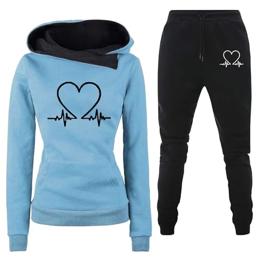 Freizeitanzug Damen Winter,Freizeitanzug Damen Winter Sportanzug Baggy Tracksuit Hausanzug mit Kapuze Elegant Trainingsanzug Set Jogginganzug Warm Kapuzenpullover 2-Teilig von Sunnyuk