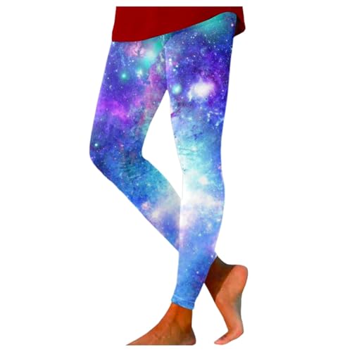 Galaxy kostüm Damen Curve, Galaxie Glitzer Leggings Damen 3D Sternenhimmel Drucken Yoga Leggings Sportleggins Lang Zumba Bunte Leggings Strumpfhose Workout Shiny Yogahose Weltall Kostüm Damen von Sunnyuk