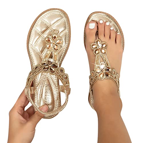 Glitzer Schuhe Damen schwarz, Glitzer Sandalen Damen Sommer Elegant Flach Strass Offene Schuhe Mädchen Bequem Weichen Sohlen Sommerschuhe Damensandalen Gummiband Slingback Flip Flops Frauen von Sunnyuk