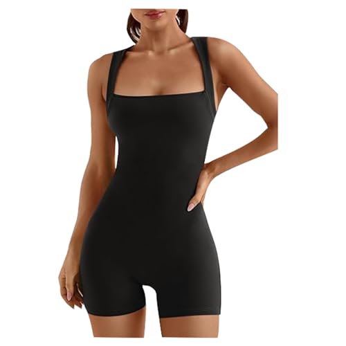 Gymnastikanzug Damen, Sport Jumpsuit Damen Kurz Ärmellos Overall Sexy Eng Playsuit Fitness Workout Einteiler Yoga Frauen Ganzkörperanzug Hohe Elastizität Gym Slim Fit Gymnastikanzug von Sunnyuk