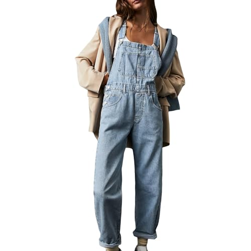 Jeanslatzhose Damen lang, Latzhose Damen Jeans Lang Straight Leg Jeanslatzhose Stretch Lässig Denim Jeans Overall mit Taschen Baggy Bib Jeans Jumpsuits Sommer Ärmellos Jeanslatzhose Damen lang, Latzhose Damen Jeans Lang Straight Leg Jeanslatzhose Stretch Lässig Denim Jeans Overall mit Taschen Baggy Bib Jeans Jumpsuits Sommer Ärmellos von Sunnyuk
