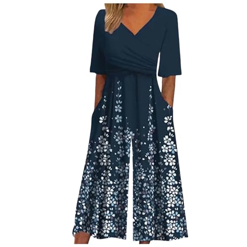 Jumpsuit Damen Winter, Hosenanzug Damen Festlich Lang Overall Hosenkleid Elegant Weites Bein Jumpsuit Damen Sommer Hochzeit Romper mit Gürtel V-Ausschnitt Playsuits Kurzarm Einteiler Jumpsuit Damen Winter, Hosenanzug Damen Festlich Lang Overall Hosenkleid Elegant Weites Bein Jumpsuit Damen Sommer Hochzeit Romper mit Gürtel V-Ausschnitt Playsuits Kurzarm Einteiler von Sunnyuk