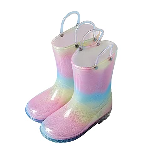 Kinder Schuhe Stiefeletten Jungs Regenstiefel für Kleinkinder mit Glitzerlicht für Mädchen, Regenbogen-Regenschuhe und einfarbige Stiefel mit einfach Gummistiefel Kinder 30 Kinder Schuhe Stiefeletten Jungs Regenstiefel für Kleinkinder mit Glitzerlicht für Mädchen, Regenbogen-Regenschuhe und einfarbige Stiefel mit einfach Gummistiefel Kinder 30 von Sunnyuk