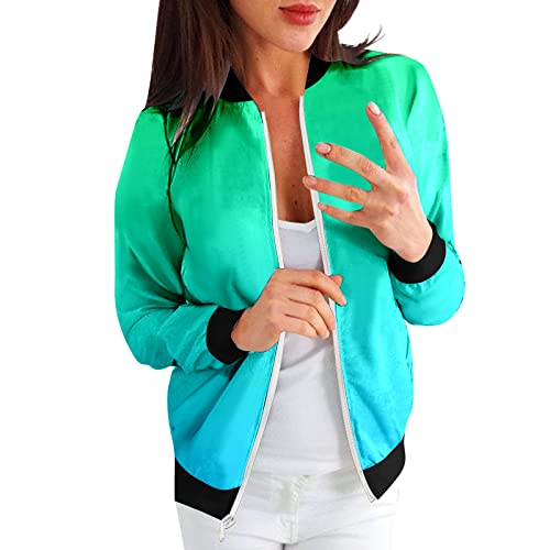 Kurze Bomberjacke Damen Sportlich Sommerjacke Frühlingsjacke Freizeit Langarm Kurzjacke Mantel Winddicht Damenjacke Blouson Jacket Casual Elegant Outwear Coat für Frauen von Sunnyuk