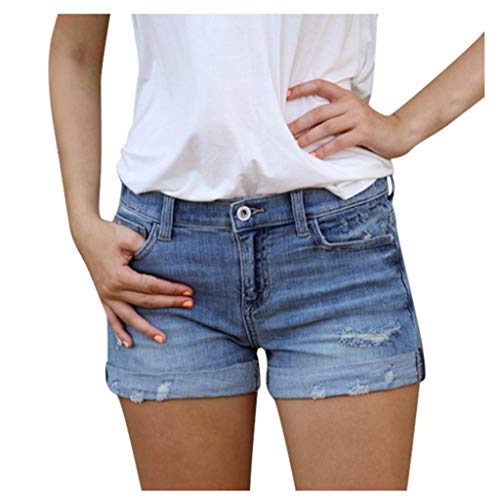 Kurze Hose Damen Sommer, Jeans Shorts Damen Zerrissene Kurze Hose Sommer Destroyed Jeansshorts High Waist Sexy Low Denim Shorts Slim Stretch Jeanshose Große Größen Bermuda Hotpants von Sunnyuk