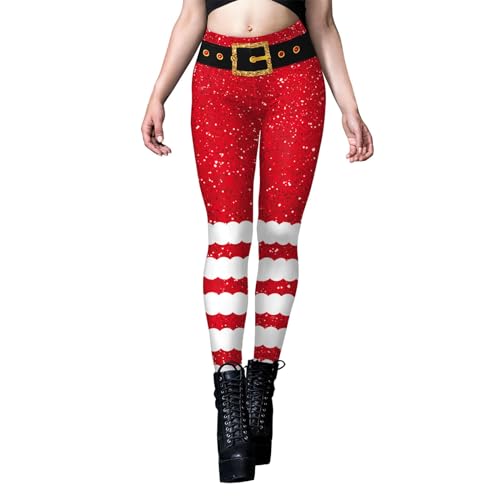 Leggings Damen Weihnachten, Weihnachtsleggings Damen Elegante Warm Weihnachts Leggings Sportleggins Winter Weihnachtsmotiv Weihnachtsoutfit Stretch Weihnachten Yoga Hosen High Waist Weihnachtshose von Sunnyuk