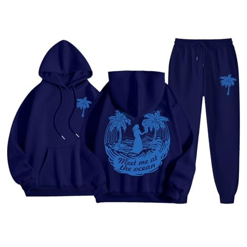 Loungewear Damen Set,Freizeitanzug Damen Elegant Jogginganzug Set Warm Hausanzug Hoodie Jogginghose mit Kapuze Trainingsanzug Sportanzug Baggy Kapuzenpullover 2-Teilig von Sunnyuk