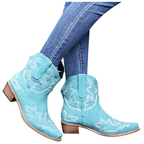 Mein Bestellungen, Stiefeletten Damen mit Absatz Western Klassisch Westernstiefel Kurzstiefel Elegant Winter Ankle Boots Winterstiefel Halbhohe Leder Halbstiefel Cowboystiefel von Sunnyuk