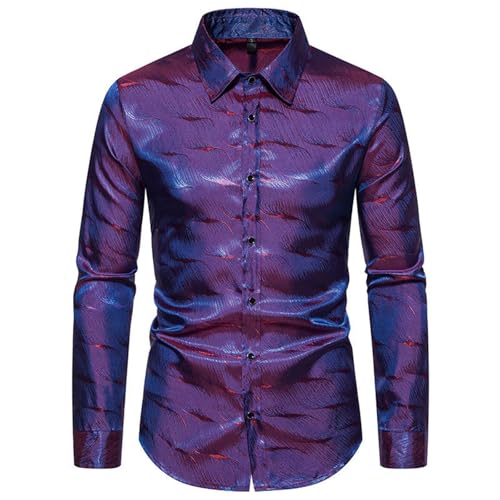 Meine Bestellungen Bei, Glitzerhemd Herren Langarm 70er Silvester Hemd Outfit Disco Regular Fit Karneval Kostüm Shirt Party Pailletten Glitzer Trachtenhemd Knopfleiste Freizeithemd von Sunnyuk