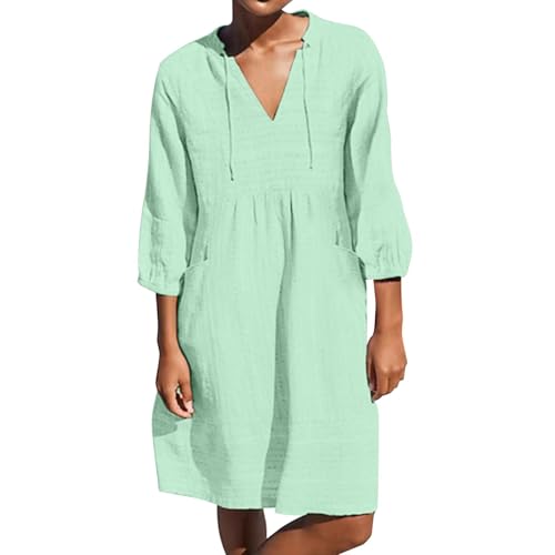Online Shop, Musselin Kleid Damen Sommer Musselin Bluse Longbluse V-Ausschnitt 3/4 Ärmel Hemdkleid Elegant Tunika Kleid für Frauen Mädchen Freizeitkleid Locker Luftig Midikleid Online Shop, Musselin Kleid Damen Sommer Musselin Bluse Longbluse V-Ausschnitt 3/4 Ärmel Hemdkleid Elegant Tunika Kleid für Frauen Mädchen Freizeitkleid Locker Luftig Midikleid von Sunnyuk