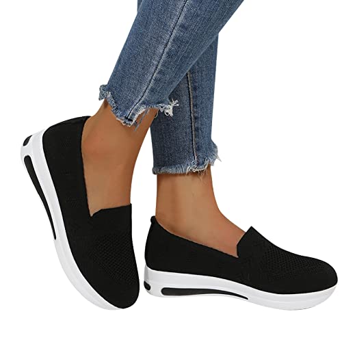 Orthopädische Schuhe Damen Sneaker Memory Schaum Vermascht Walkingschuhe Weite H Leicht Bequeme Atmungsaktiv Turnschuhe Fitnessschuhe Outdoor Schwarz von Sunnyuk