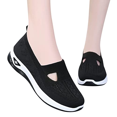 Orthopädische Schuhe Damen Weiß Leicht Bequeme Sneaker Walkingschuhe Atmungsaktiv Memory Schaum Weite H Vermascht Wanderschuhe Sportschuhe Schwarz Outdoor von Sunnyuk