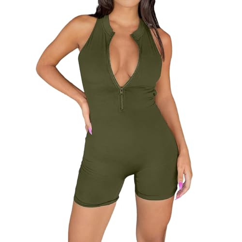 Overall Damen Langarm, Jumpsuit Damen Sport Ärmellos Sexy Einteiler Kurz Eng Overall Yoga Fitness Playsuit Workout Frauen Gymnastikanzug Slim Fit Hohe Elastizität Gym Ganzkörperanzug von Sunnyuk