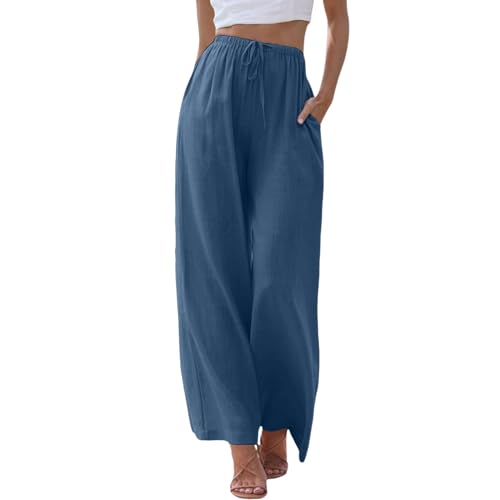 Palazzo Hose Damen Sommer, Leinenhose Damen Sommer Leicht Lang Sommerhose Lockere Weite Hose Freizeithose Casual Leinen Stoffhose Palazzo Hose Elegant Strandhose Hohe Taille mit Tunnelzug und Taschen Palazzo Hose Damen Sommer, Leinenhose Damen Sommer Leicht Lang Sommerhose Lockere Weite Hose Freizeithose Casual Leinen Stoffhose Palazzo Hose Elegant Strandhose Hohe Taille mit Tunnelzug und Taschen von Sunnyuk