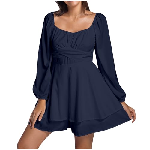 Piratenkostüm Damen Kleid Weiß, Pirat Kostüm Damen Off Shoulder Renaissance A-Linie-Kleid Karneval Kostüm Einfarbiges Piraten Kleid Freizeitkleid Party Rüschenkleid mit Integrierten Shorts von Sunnyuk